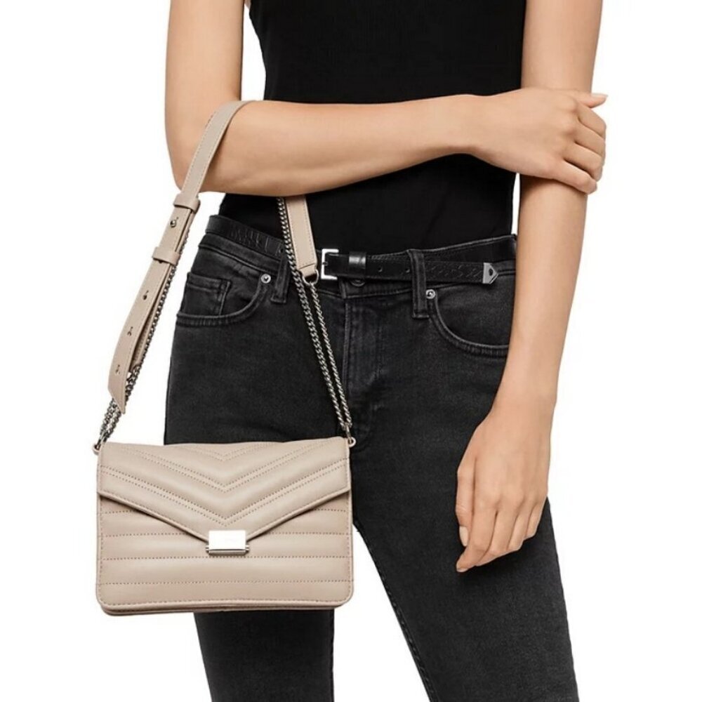 💕ALLSAINTS💕 Quilted Leather Crossbody Bag ~ Sandstone NWOT
